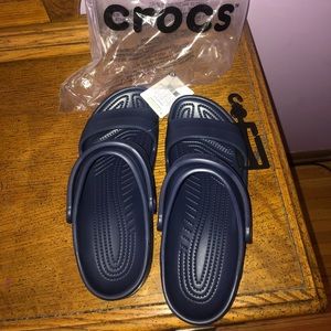 Navy Blue Croc Sandals